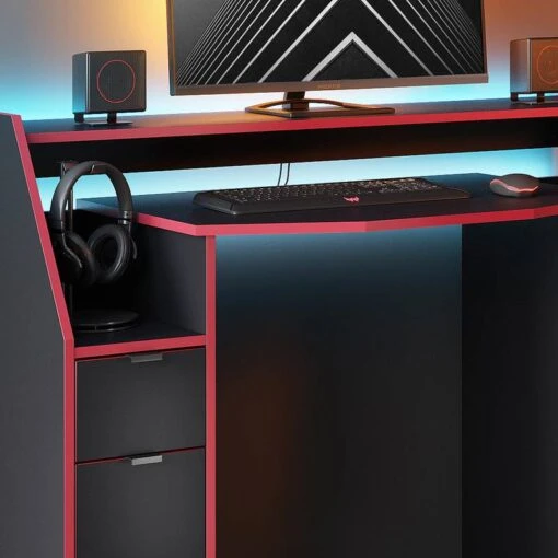 Bureau Ordinateur Joel 123cm Noir/rouge -Mobilier De Maison 9cf3b2884b104e0bbe7b9713e411ff30