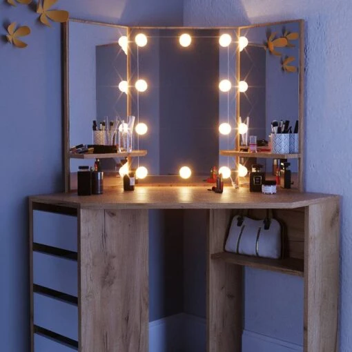 Coiffeuse Arielle Blanc/sonoma & LED -Mobilier De Maison 9e59b85f66ae437daeb4bb2ef3fbdeff