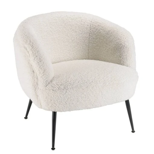 Fauteuil Cosy Tissu Bouclette Blanc -Mobilier De Maison a324a9dc3a864f3c8e37b2a0d5c9d62b