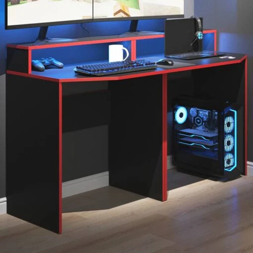 Bureau Ordinateur Kron Noir/rouge Set 4 -Mobilier De Maison a5ec3b8eb7064aa1871edd7ef935156b