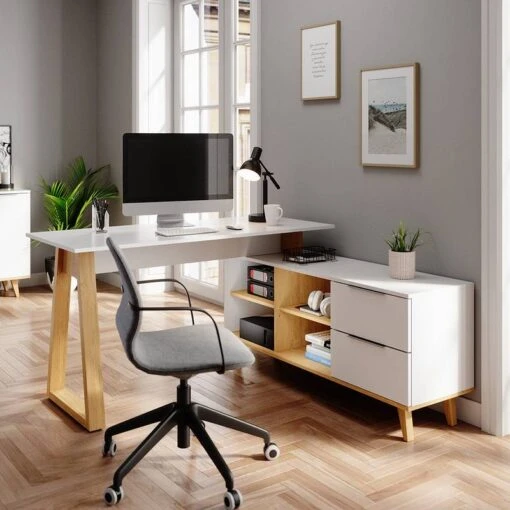 Bureau Neptune XXL Blanc/sonoma -Mobilier De Maison a71d4d0e01a84a36afca0a2f24fd01b7