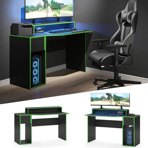 Bureau Ordinateur Kron Noir/vert Set 2 -Mobilier De Maison ad1bcca5b02149c9bad9215992c2b32f