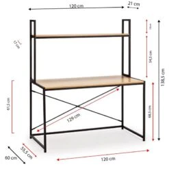 Bureau Carmen 1 étagère, 120 Cm -Mobilier De Maison ad52b971a61d4657bc983c813d64d713