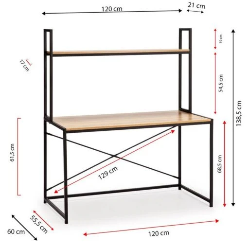 Bureau Carmen 1 étagère, 120 Cm -Mobilier De Maison ad52b971a61d4657bc983c813d64d713