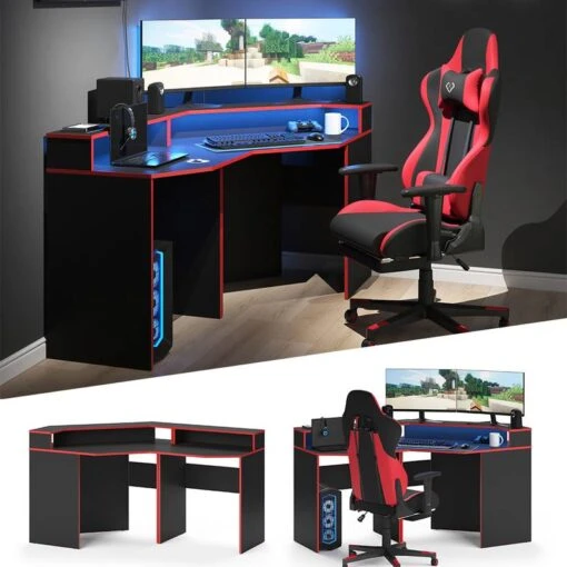 Bureau Ordinateur Kron Noir/rouge Set 5 -Mobilier De Maison ae072751fe444287acf23ccd5c8c48b9