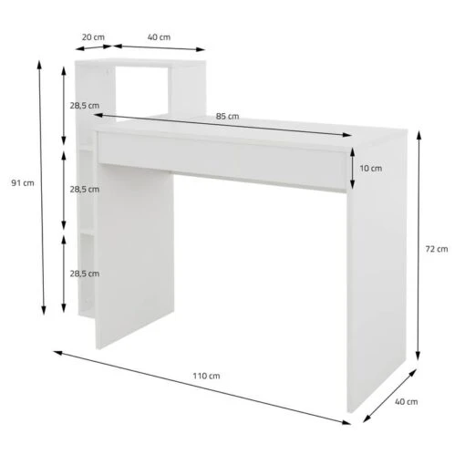 Bureau Avec étagère 110x72x40 Cm -Mobilier De Maison b2f408d65eab49cabf7a0d55cbf9166f