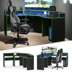 Bureau Ordinateur Kron Noir/vert Set 1 -Mobilier De Maison b642e38cbeb34ad190d735a8b576125a