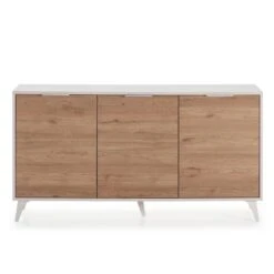 Buffet 3 Portes Koln Blanc Et Bois -Mobilier De Maison b6bd2cc2a70c42ed8621793059c32b78