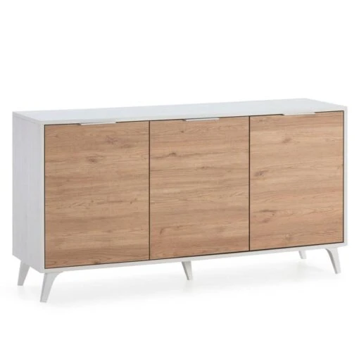 Buffet 3 Portes Koln Blanc Et Bois -Mobilier De Maison b793c7cf47bb45d6a19b0ac1ccbede51