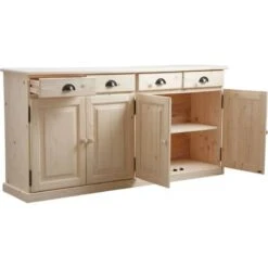 Buffet 4 Portes 4 Tiroirs En Bois Brut -Mobilier De Maison bb2e6f827ebe4f88ac80d817454e73e1