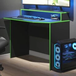 Bureau Ordinateur Kron 100cm Noir/vert -Mobilier De Maison bb515fabcc5140de9090f1b1ad288b80