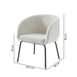 Fauteuil BELEM En Tissu Bouclette Blanc -Mobilier De Maison bd0f5eb00d824479b00b39e63478bfb9