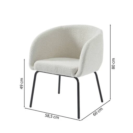 Fauteuil BELEM En Tissu Bouclette Blanc -Mobilier De Maison bd0f5eb00d824479b00b39e63478bfb9