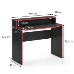 Bureau Ordinateur Kron Noir/rouge Long -Mobilier De Maison be5787733f4b4b71899582b01becf79a