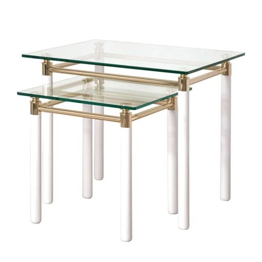 Table D'appoint Moselle III -Mobilier De Maison beistelltisch moselle iii stahl massivholz vergoldet hochglanz weiss 1427657