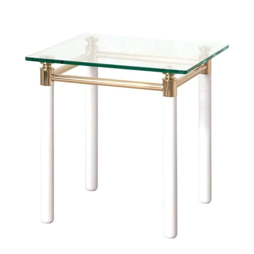 Table D'appoint Moselle IV -Mobilier De Maison beistelltisch moselle iv stahl massivholz vergoldet hochglanz weiss 1427635