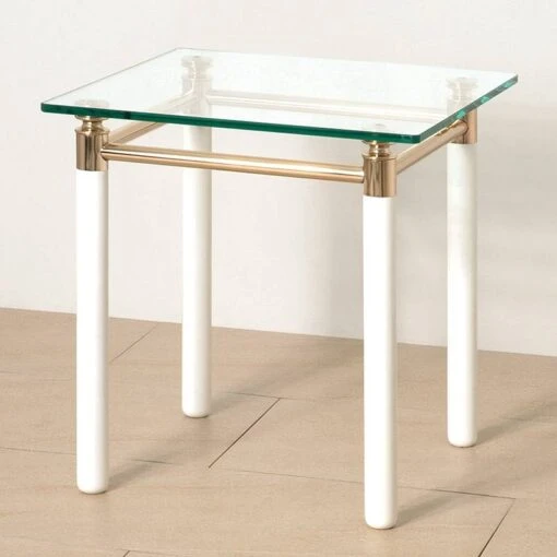 Table D'appoint Moselle IV -Mobilier De Maison beistelltisch moselle iv stahl massivholz vergoldet hochglanz weiss 1427639