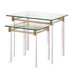 Table D'appoint Moselle IV -Mobilier De Maison beistelltisch moselle iv stahl massivholz vergoldet hochglanz weiss 1427645