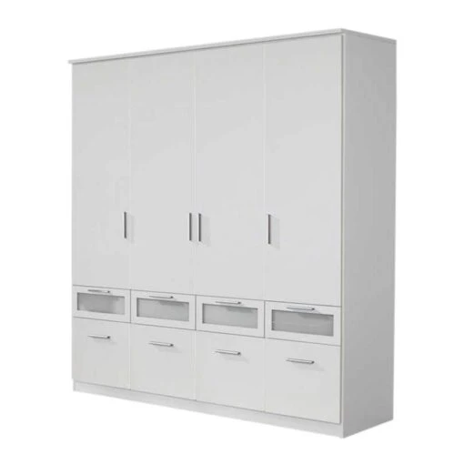 Armoire à Portes Battantes Bochum -Mobilier De Maison bochum drehtuerenschrank kombischrank alpinweiss absetzungen milchglas 1262576