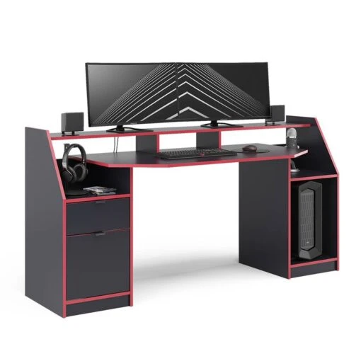 Bureau D'ordinateur Joel Noir/rouge -Mobilier De Maison c70c939a87c5459cb8cb25af08ea4725