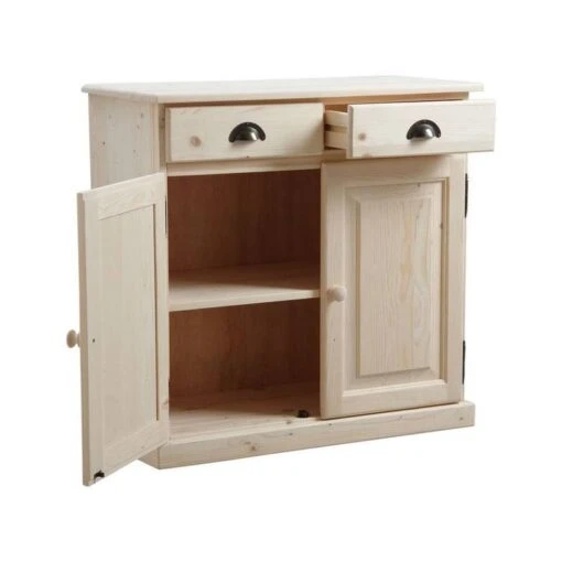 Buffet En Bois Brut 2 Portes 2 Tiroirs -Mobilier De Maison c7936a9572af43d9b3a34bd06926c761