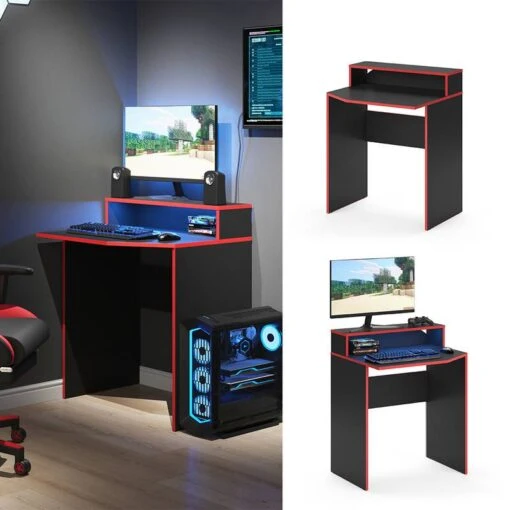 Bureau Ordinateur Kron Noir/rouge Court -Mobilier De Maison c87589da03a64fa5b50298f8c27b5167