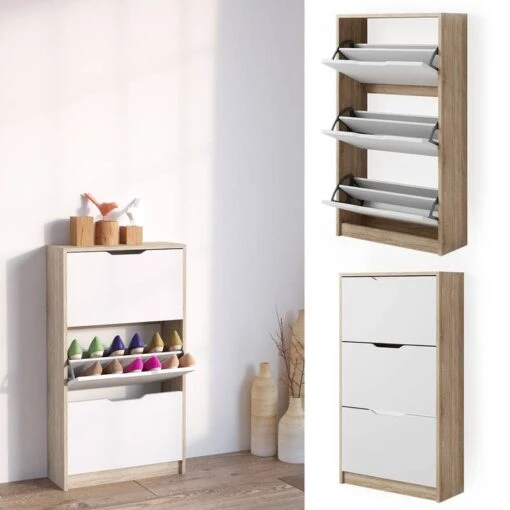 Meuble à Chaussures Luca Sonoma/blanc -Mobilier De Maison cc25fa25f6bd4d9ca1d51bcddd83aa96