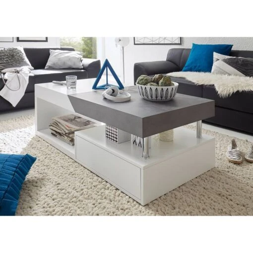 Table Basse Smithers -Mobilier De Maison couchtisch smithers beton dekor weiss 5240688