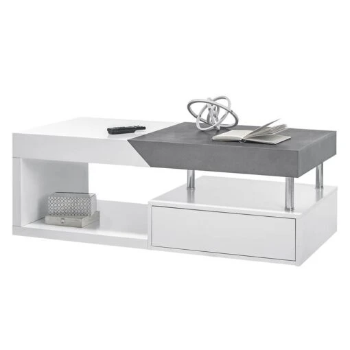 Table Basse Smithers -Mobilier De Maison couchtisch smithers beton dekor weiss 5240696