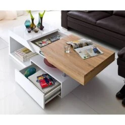 Table Basse Smithers -Mobilier De Maison couchtisch smithers eiche saegerau dekor hochglanz weiss 5240668