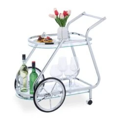 Chariot De Service Fer Chromé Et Verre -Mobilier De Maison d663caac20ac4849aafd90a2df7e040b