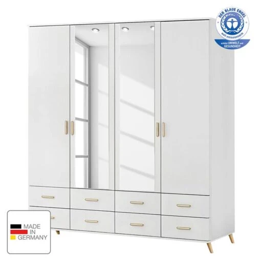 Armoire à Portes Battantes Annett -Mobilier De Maison drehtuerenschrank annett alpinweiss esche coimbra 181 cm 4 tuerig 4593256