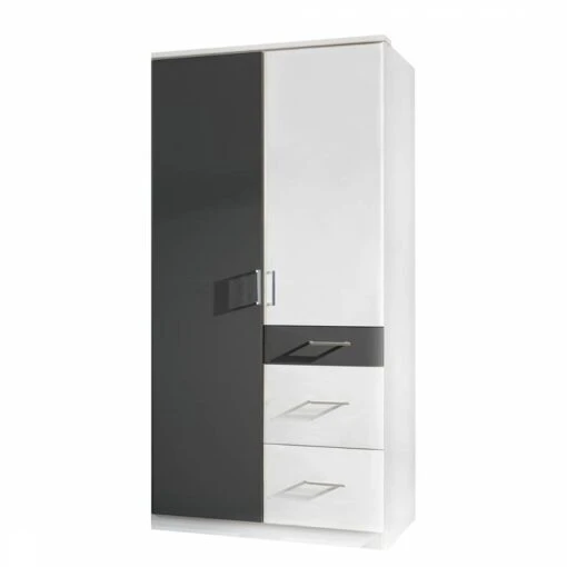 Armoire à Portes Pivotantes Julan I -Mobilier De Maison drehtuerenschrank click alpinweiss anthrazit schrankbreite 90 cm 2 tuerig 2883206