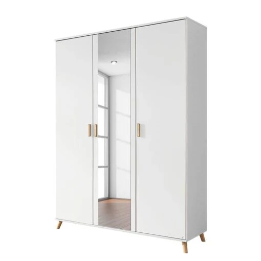 Armoire à Portes Battantes Falun -Mobilier De Maison drehtuerenschrank falun alpinweiss esche coimbra 136 cm 3 tuerig mit spiegeltuer en 4756776