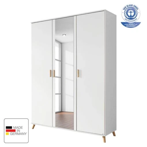 Armoire à Portes Battantes Falun -Mobilier De Maison drehtuerenschrank falun alpinweiss esche coimbra 136 cm 3 tuerig mit spiegeltuer en 4756780