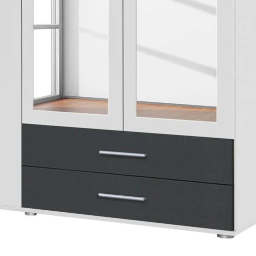 Armoire à Portes Battantes Rasant-Extra -Mobilier De Maison drehtuerenschrank rasant extra alpinweiss anthrazit 168 cm 4 tuerig 2 spiegeltueren 2560910