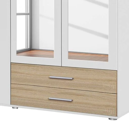 Armoire à Portes Battantes Rasant-Extra -Mobilier De Maison drehtuerenschrank rasant extra alpinweiss eiche sonoma dekor 168 cm 4 tuerig 2 spiegeltueren 2560162