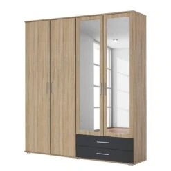 Armoire à Portes Battantes Rasant-Extra -Mobilier De Maison drehtuerenschrank rasant extra anthrazit eiche sonoma dekor 168 cm 4 tuerig 2 spiegeltueren 2553510