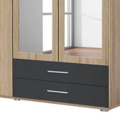 Armoire à Portes Battantes Rasant-Extra -Mobilier De Maison drehtuerenschrank rasant extra anthrazit eiche sonoma dekor 168 cm 4 tuerig 2 spiegeltueren 2553514