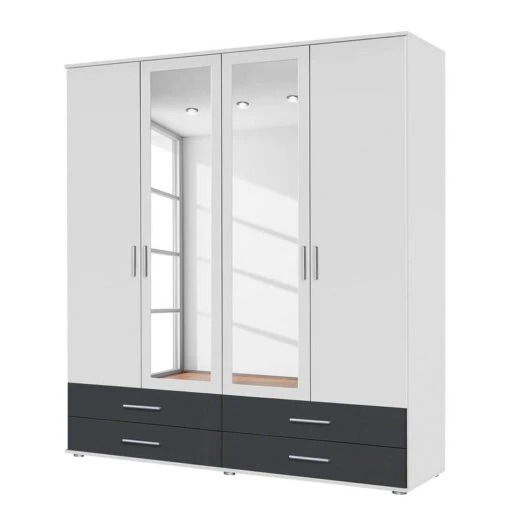 Armoire Rasant-Extra I -Mobilier De Maison drehtuerenschrank rasant extra i alpinweiss anthrazit 168 cm 4 tuerig 2 spiegeltueren 2670422