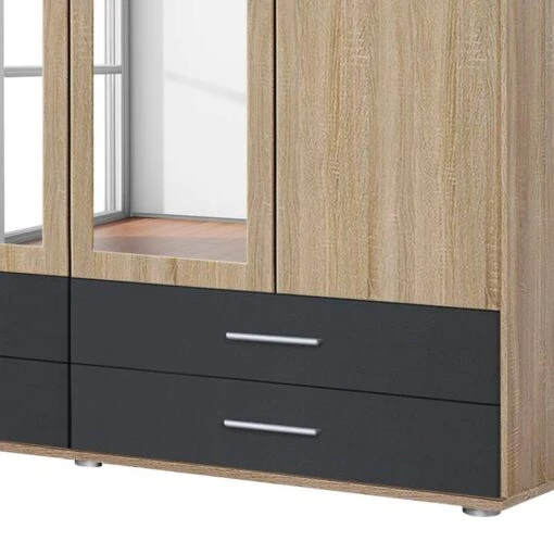 Armoire Rasant-Extra I -Mobilier De Maison drehtuerenschrank rasant extra i anthrazit eiche sonoma dekor 168 cm 4 tuerig 2 spiegeltueren 2672990