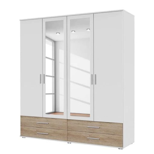 Armoire Rasant-Extra I -Mobilier De Maison drehtuerenschrank rasant extra i eiche sanremo hell dekor alpinweiss 168 cm 4 tuerig 2 spiegeltueren 2670230