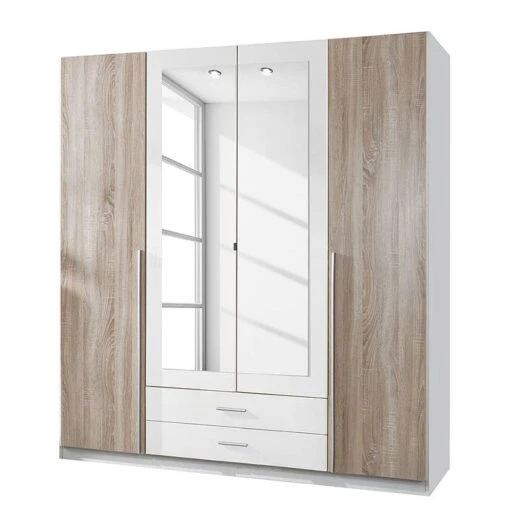 Armoire à Vêtements Nuevo -Mobilier De Maison drehtuerenschrank salta alpinweiss eiche saegerau dekor 334297