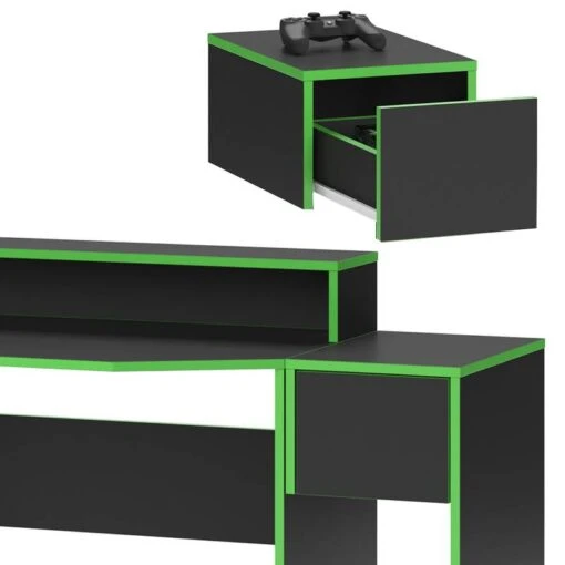 Bureau Ordinateur Kron Noir/vert Set 2 -Mobilier De Maison e2a5021b9f634d28a87e5ca5e11dc217