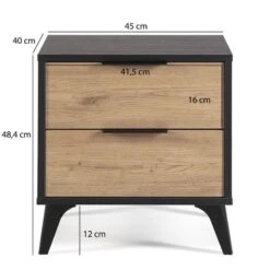 Table Chevet Koln 2 Tiroirs, Noire/Bois -Mobilier De Maison e353a1791fe44b88a791c142ff739c8e