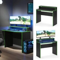 Bureau Ordinateur Kron 100cm Noir/vert -Mobilier De Maison e7f4a115cdbf4df5b85c80bc33f9edcd