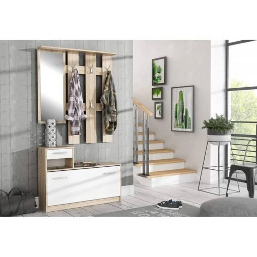 Meuble D'entrée Bois Et Blanc - MARCEL -Mobilier De Maison ea74effd418b4a828e5d044671f7996d