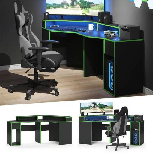 Bureau Ordinateur Kron Noir/Vert Set 6 -Mobilier De Maison ebcfb458121544b9aff55d3b5fa85f55