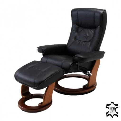 Fauteuil Relaxation Odenwald -Mobilier De Maison echtleder relaxsessel odenwald mit hocker schwarz 1416652