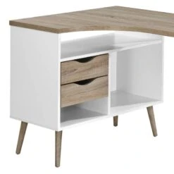 Bureau D'angle Sunndal -Mobilier De Maison eckschreibtisch sunndal gummibaum teilmassiv eiche dekor weiss 4753620